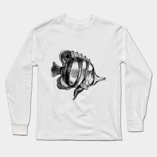 Tropical sea butterfly fish sketch hand drawn Long Sleeve T-Shirt